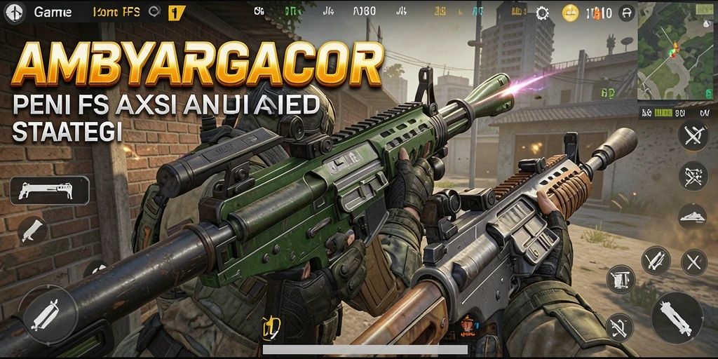 Tangkapan layar gameplay <strong>AMBYARGACOR</strong> yang menunjukkan aksi tembak-menembak yang mendebarkan.