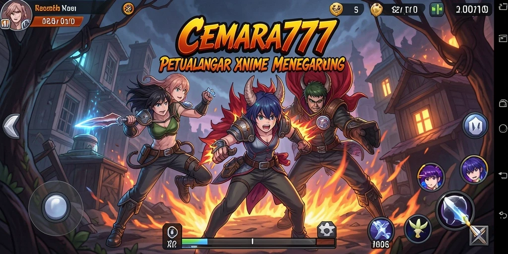 Tampilan gameplay <strong>CEMARA777</strong> yang mengagumkan dengan karakter anime yang dinamis.