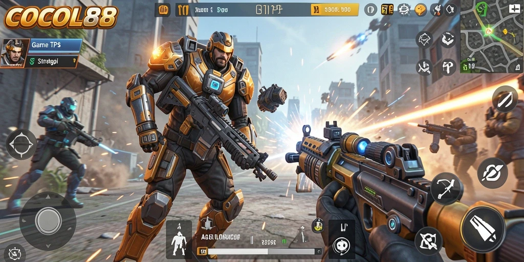 Tampilan gameplay seru dalam COCOL88 dengan aksi tembak-menembak yang intens.