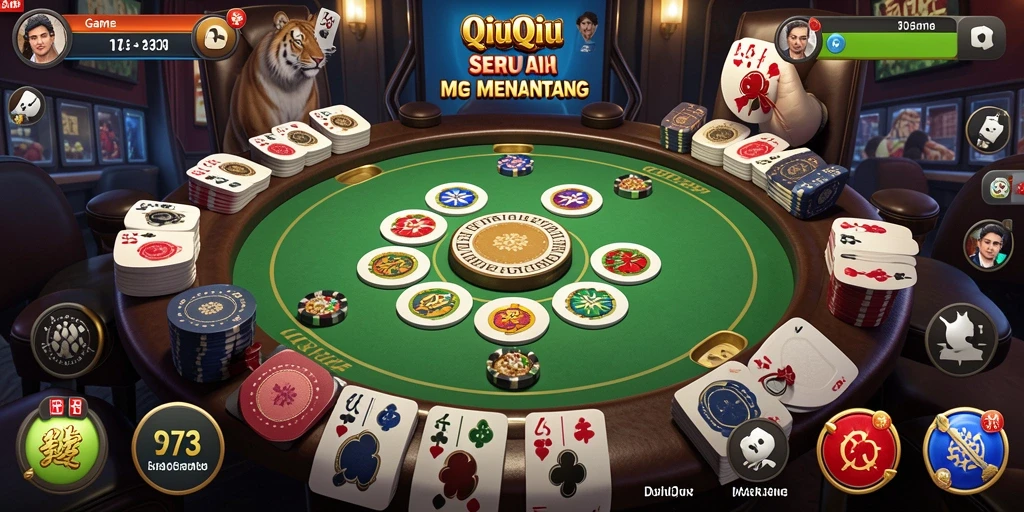 Screenshot D73 menampilkan serunya bermain QiuQiu secara online.