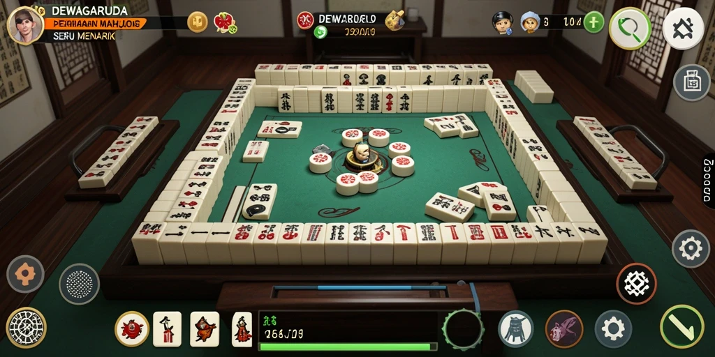 Screenshot gameplay DEWAGARUDA menampilkan keseruan bermain Mahjong.