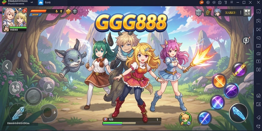 Tampilan gameplay GGG888 yang penuh aksi dan warna.