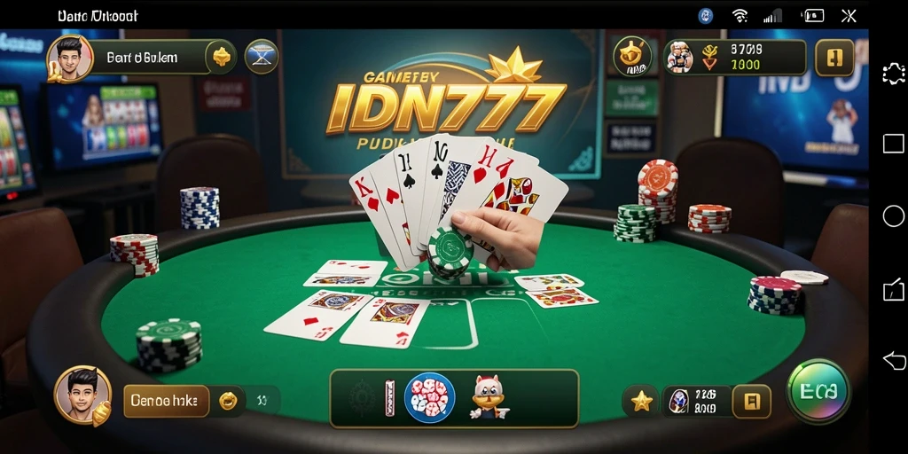 Tampilan gameplay poker yang seru dan interaktif di IDN777.