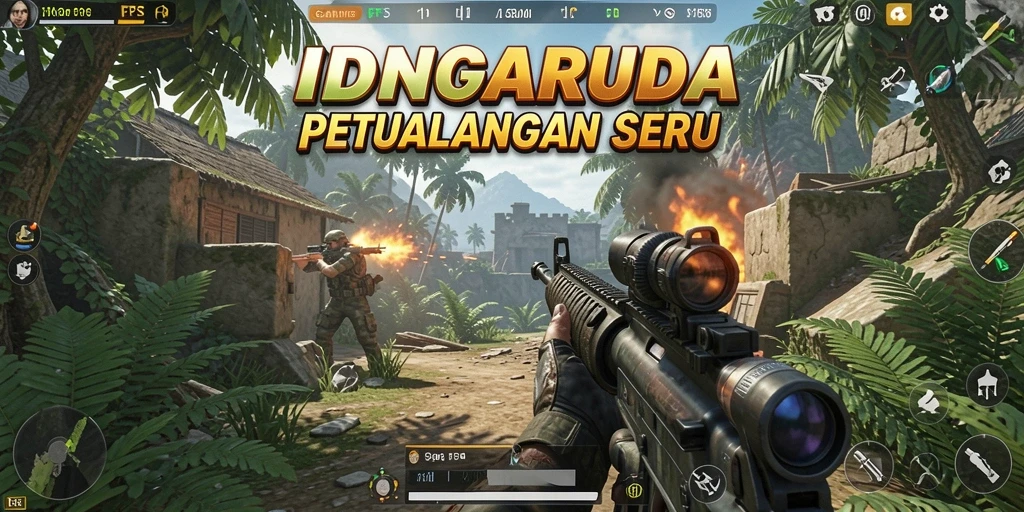 Tangkapan layar menampilkan aksi gameplay menegangkan dalam IDNGARUDA.