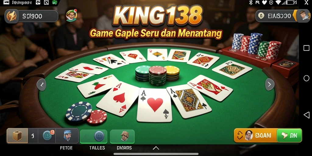 Screenshot gameplay KING138 yang menampilkan momen seru bermain Gaple.