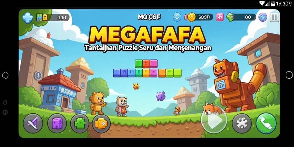 Tampilan gameplay menarik di MEGAFAFA dengan berbagai teka-teki seru.