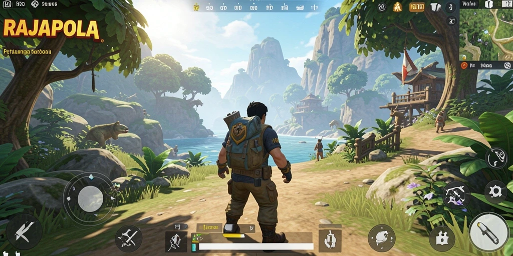 Gameplay dinamis dalam dunia terbuka RAJAPOLA yang penuh petualangan.