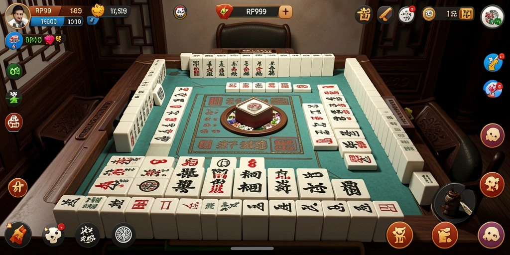 Screenshot gameplay seru dari RP99 yang menampilkan Mahjong.