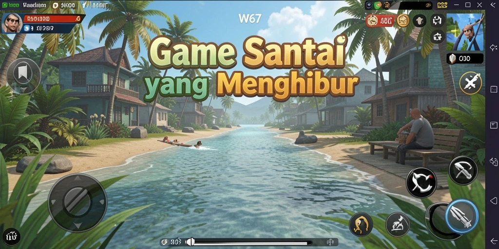Tampilan gameplay W67 yang ceria dan menghibur.