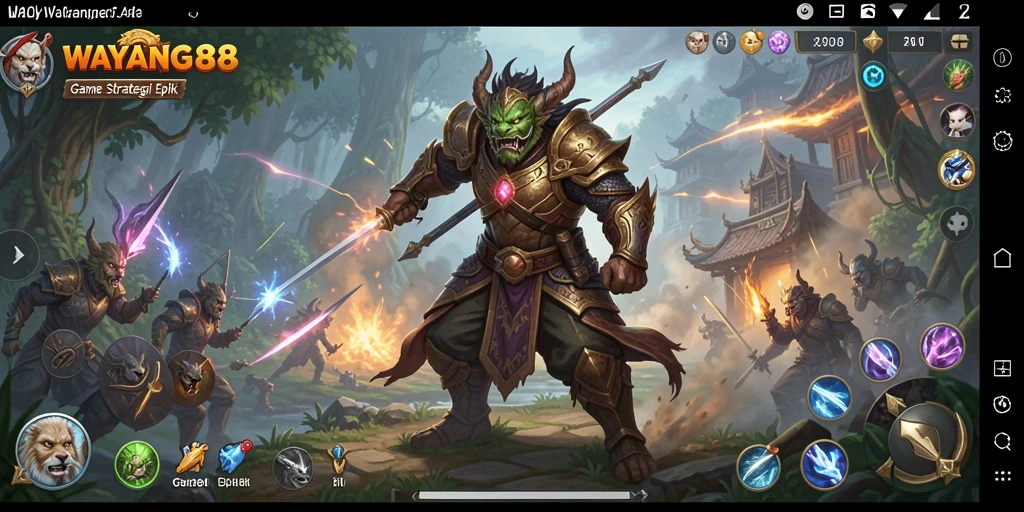 Screenshot gameplay WAYANG88 menampilkan pertempuran strategi yang intens.